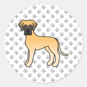 Sticker Rond Danois fauve Chien de dessin animé mignon