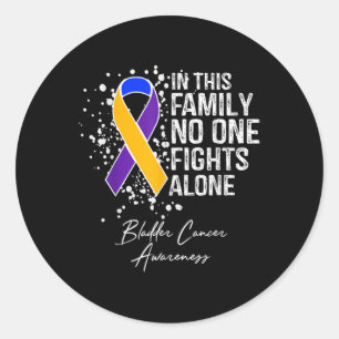 Sticker Rond Dans cette famille combat seul le cancer de la ves