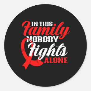 Sticker Rond Dans cette famille personne ne se bat seul Cancer