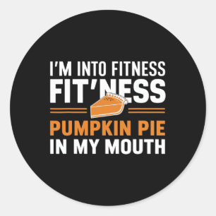 Sticker Rond Dans Fitness Citrouille Pie Alimentation Humour Am