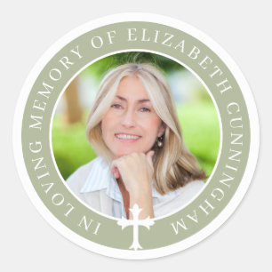 Sticker Rond Dans la mémoire aimante   Photo personnalisée et c