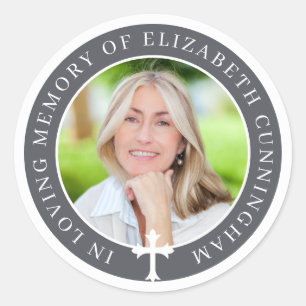 Sticker Rond Dans la mémoire aimante   Photo personnalisée et c