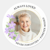 Sticker Rond Dans la mémoire aimante toujours aimée Photo perso (Devant)