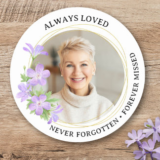 Sticker Rond Dans la mémoire aimante toujours aimée Photo perso