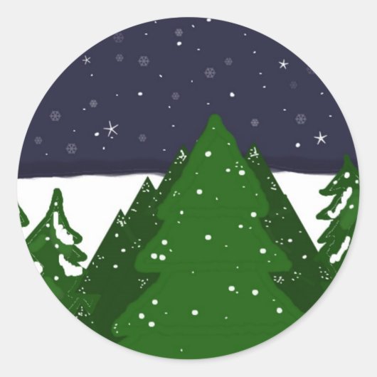 Sticker Rond Dans le froid de l'hiver (Devant)