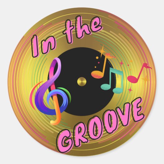 Sticker Rond Dans le GROOVE (la renaissance des disques vinyles (Devant)