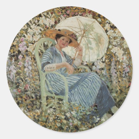 Sticker Rond Dans le jardin, Giverny par Frederick Frieseke (Devant)