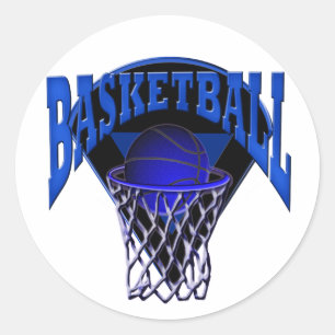 Sticker Rond Dans le panier de basket et le fond de bord