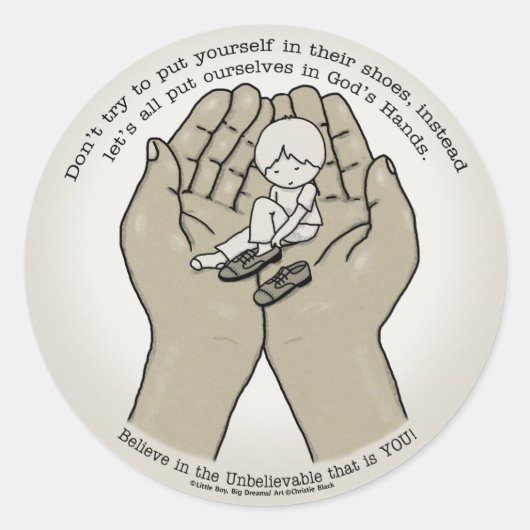 Sticker Rond Dans les mains de Dieu (Devant)
