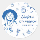 Sticker Rond Dans mon anniversaire Era Retro Anniversaire (Devant)