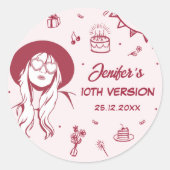 Sticker Rond Dans mon anniversaire Era Retro Anniversaire (Devant)