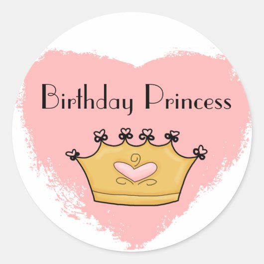 Sticker Rond Dans Mon Coeur Rose Princesse Happy Anniversaire S (Devant)