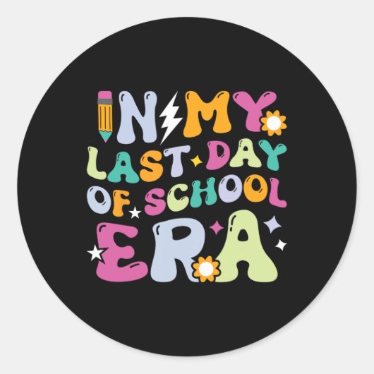 Sticker Rond Dans Mon Dernier Jour D'École Époque Enfants Ensei (Devant)