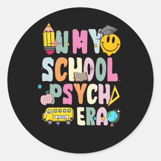 Sticker Rond Dans Mon École Psych Époque Rétro Psychologue Écol (Devant)