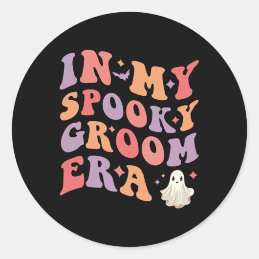 Sticker Rond Dans Mon Éffrayant Groom Era Halloween Mariage Gro (Devant)
