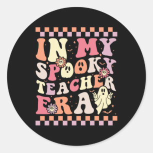 Sticker Rond Dans Mon Enseignant Éffrayant Era Retro Ghost Hall