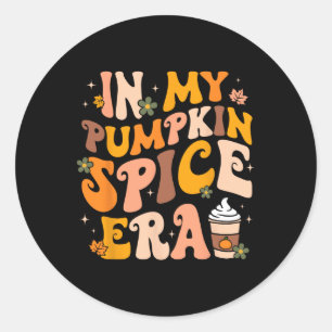 Sticker Rond Dans Mon Époque Citrouille Épice Automne Thanksgiv