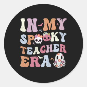 Sticker Rond Dans Mon Ere Enseignante Éffrayante Halloween femm