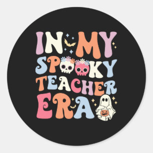 Sticker Rond Dans Mon Ere Enseignante Éffrayante Halloween Witc