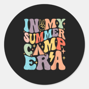 Sticker Rond Dans Mon Été Camp Era Retro Pause Été Super Wo