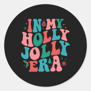Sticker Rond Dans Mon Holly Xmas Jolly Para Era Retro Christmas
