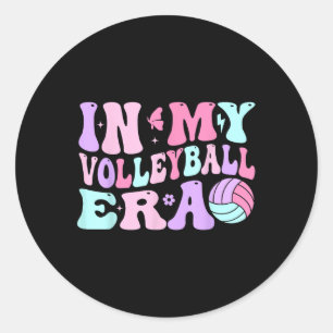Sticker Rond Dans Mon Joueur D'Entraîneur De Volleyball D'Époqu
