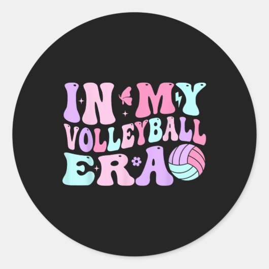 Sticker Rond Dans Mon Joueur D'Entraîneur De Volleyball D'Époqu (Devant)