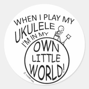 Sticker Rond Dans Mon Petit Monde, Ukulele