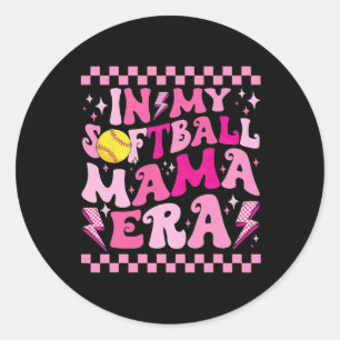 Sticker Rond Dans Mon Softball Mama Era Drôle Halloween Mat Fam