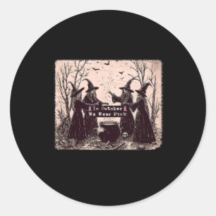 Sticker Rond Dans October We Wear Pink Ribbon Witch Halloween B