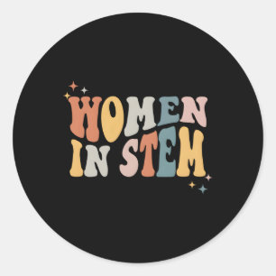 Sticker Rond Dans Stem Steminist Science Femme Ingénieur Techni