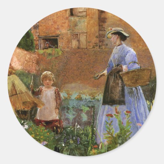 Sticker Rond Dans un jardin à Cookham par George John Pinwell (Devant)