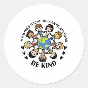 Sticker Rond Dans Un Monde Être Des Enfants La Terre Anti L'Uni