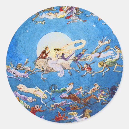 Sticker Rond Danse autour de la lune par C. Doyle (Devant)