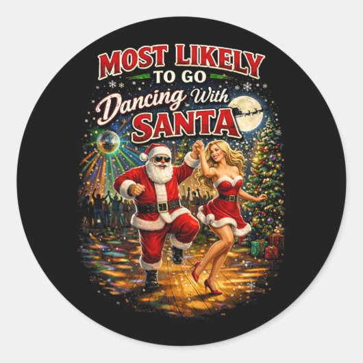 Sticker Rond Danse avec le Père Noël (Devant)