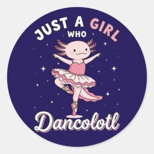 Sticker Rond Danse Axolotl Ballerina dans Pastel Pink Tutu