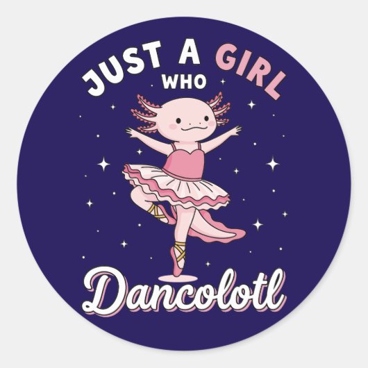 Sticker Rond Danse Axolotl Ballerina dans Pastel Pink Tutu (Devant)