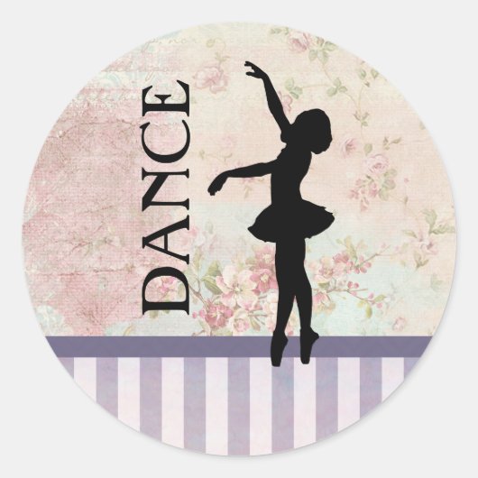 Sticker Rond Danse - Ballerina Silhouette sur Arrière - plan Vi (Devant)