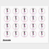 Sticker Rond Danse ballerine noir, couleur rose chaud (Feuille)