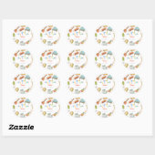 Sticker Rond Danse chanter et jouer anniversaire de enfant (Feuille)
