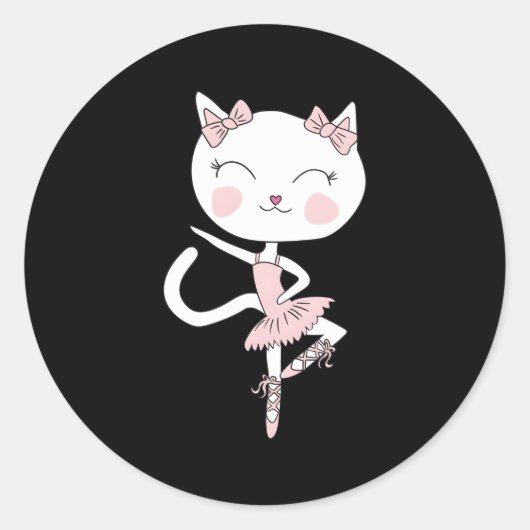 Sticker Rond Danse Chat Ballerina Danse Pirouette Tutu (Devant)