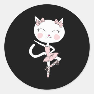 Sticker Rond Danse Chat Ballerina Danse Pirouette Tutu