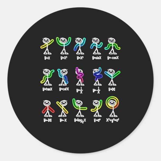 Sticker Rond Danse d'algèbre Figures de graphique drôles Math (Devant)