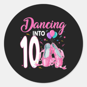 Sticker Rond Danse Dans 10 Ans Anniversaire Ballerina Girl P