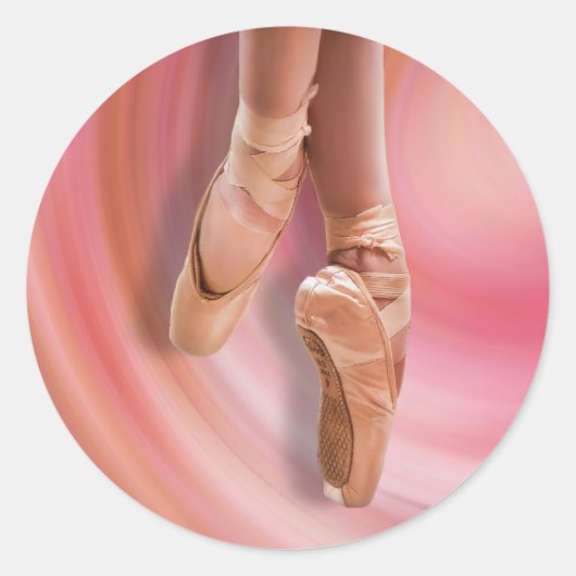 Sticker Rond Danse de ballet en rose (Devant)