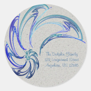 Sticker Rond Danse des dauphins abstrait Art