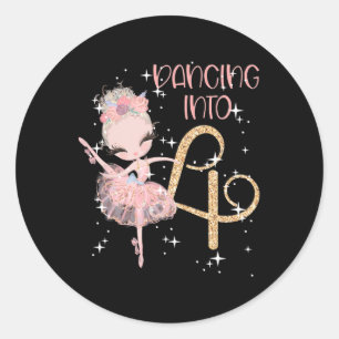 Sticker Rond Danse en 4e anniversaire Fille Ballet Party Danse