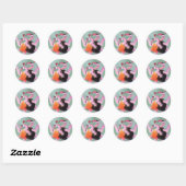 Sticker Rond Danse Flamant rose (Feuille)
