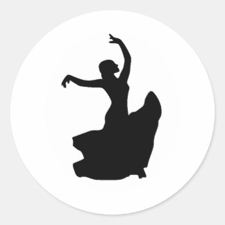 Sticker Rond Danse flamenco en cercle blanc