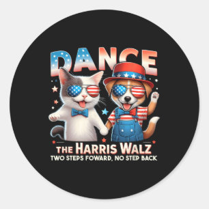 Sticker Rond Danse Harris Wheimer Drôle Chat Ladies Kamala H